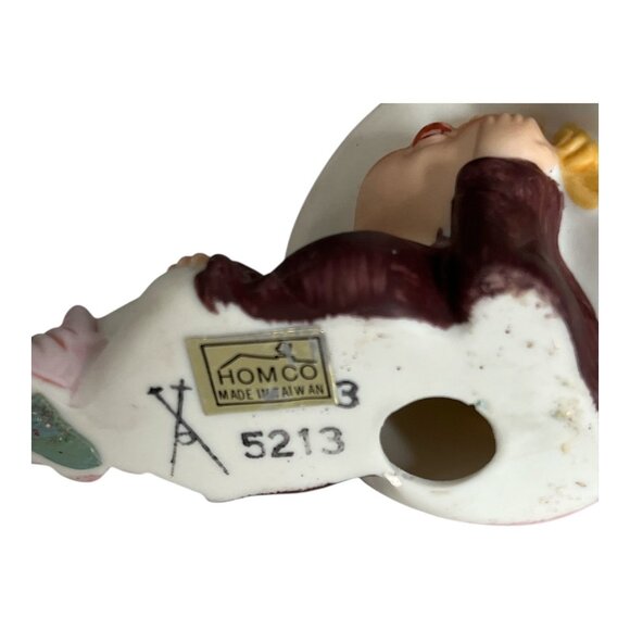 Vintage 1980s HOMCO 5213 Pixie Elf Figurines Set of 2 Made in Taiwan Mushroom Ha - Picture 4 of 5